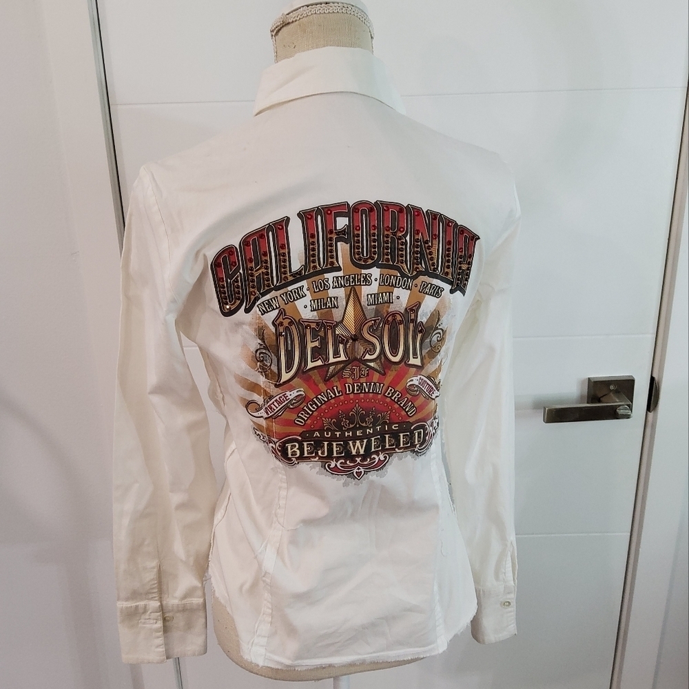 Bejeweled Susan Fixel California Studded Shirt Size M